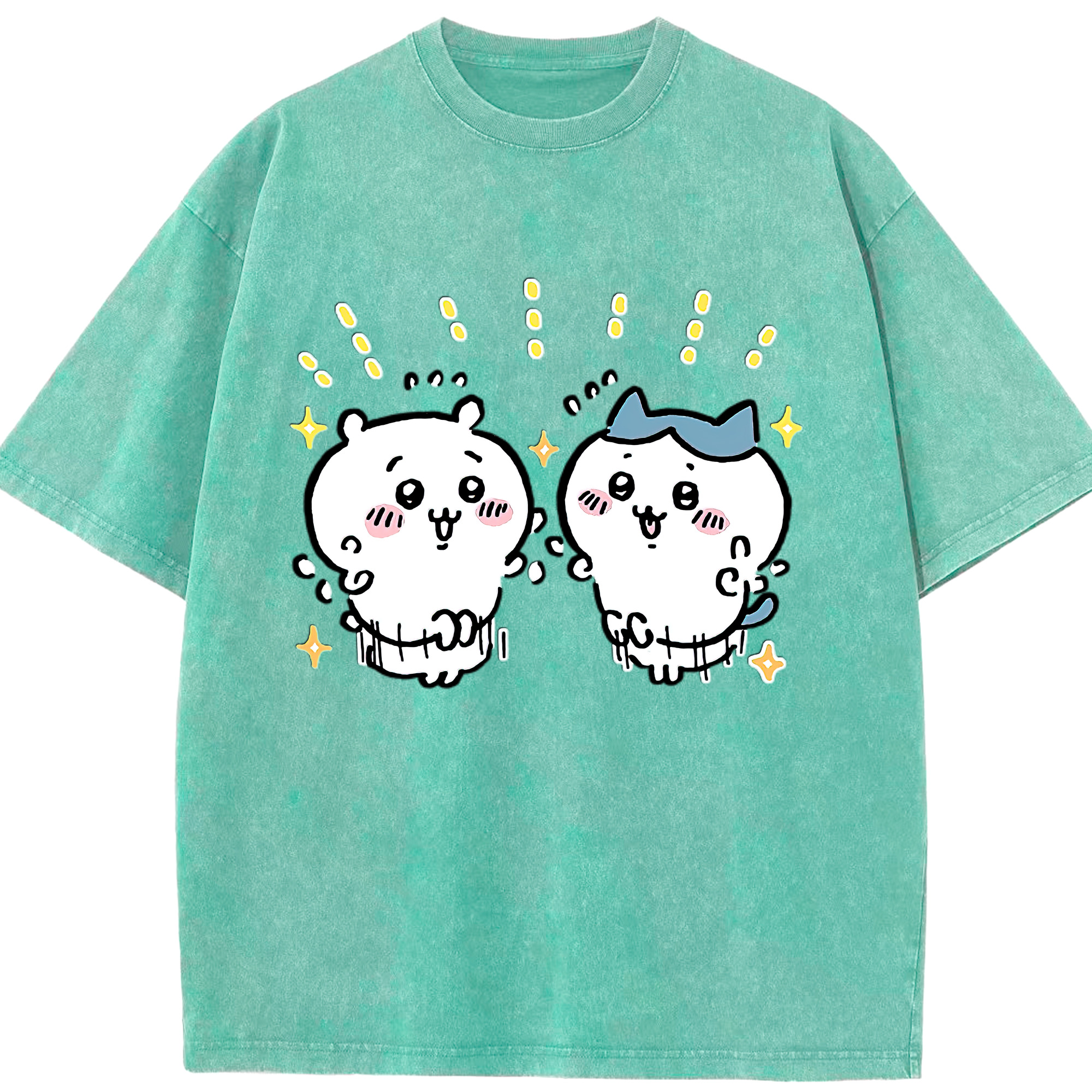 （画像用） ちいかわ ハチワレ Chii-kawa hachiware 綿100% ヴィンテージ風 半袖Tシャツ（フロントプリント）